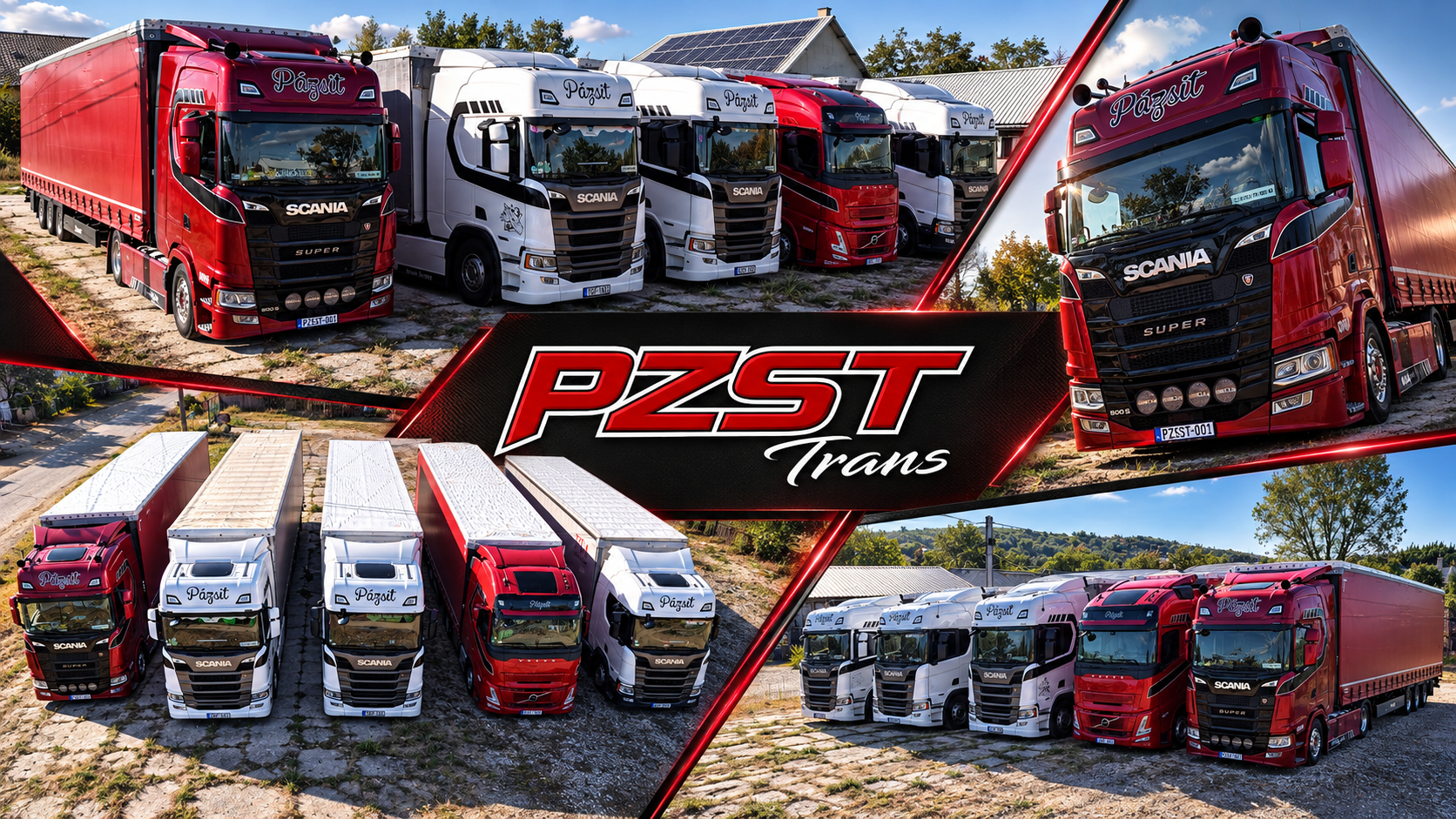 PZST Trans flottakollázs piros és fekete átlós kerettel